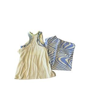 Athleta Girl 2pc Lot XS 6 Green Blue Top & Flare Yoga Pants Bundle Girls Kids